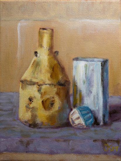 still life with oilcans