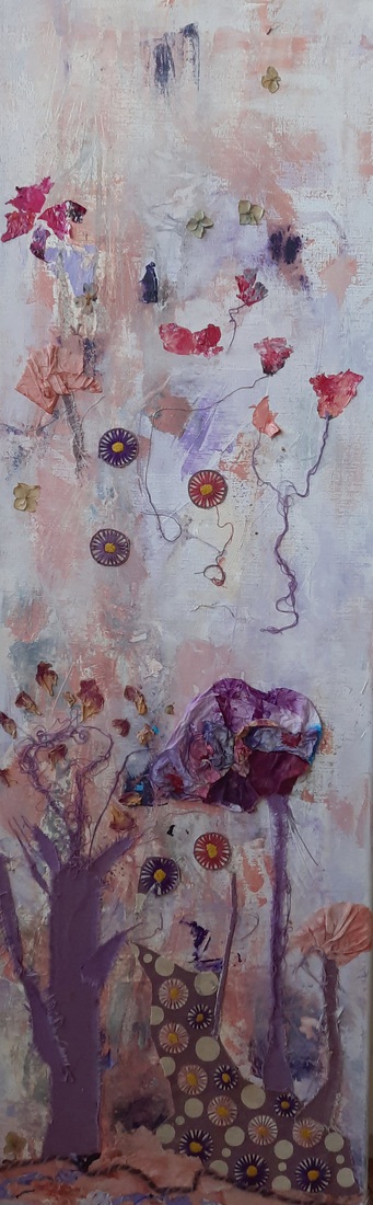 Vliegende bloemen en boom