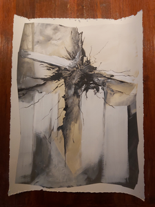 Studies uitgevoerd met Mixed Media op papier voorafgaand aan schilderen op doek