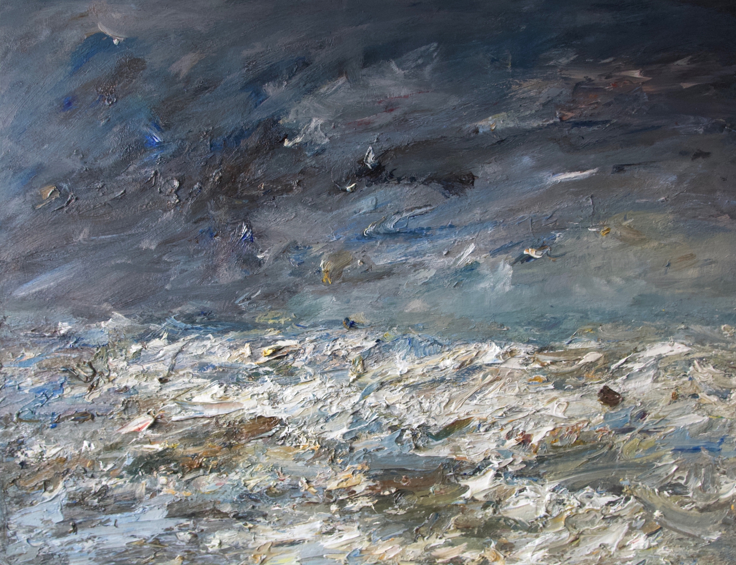 Singing sea on dark sky