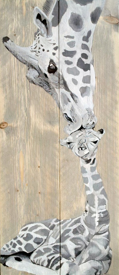 Giraffen op steigerhout