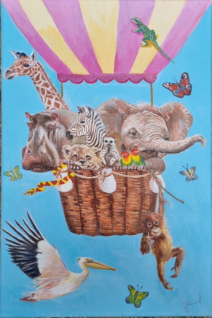 Dieren in luchtballon