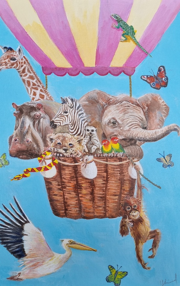 Dieren in luchtballon