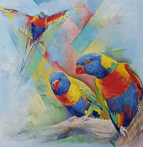 Compositie van kleurige vogels uit allerlei landen