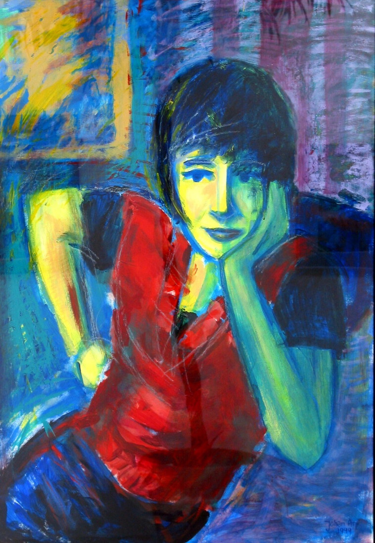 Vrouw met rode blouse