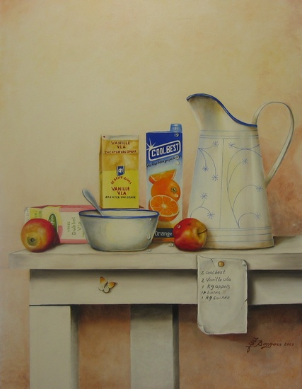 Stilleven met vanille vla en coolbest