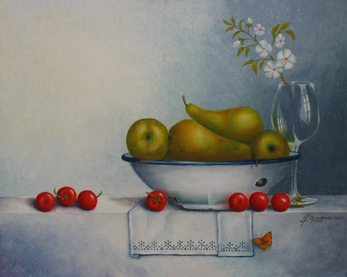 Stilleven met Cherrytomaten en peren