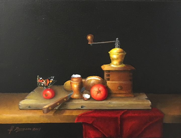 Stilleven: met koffiemolen