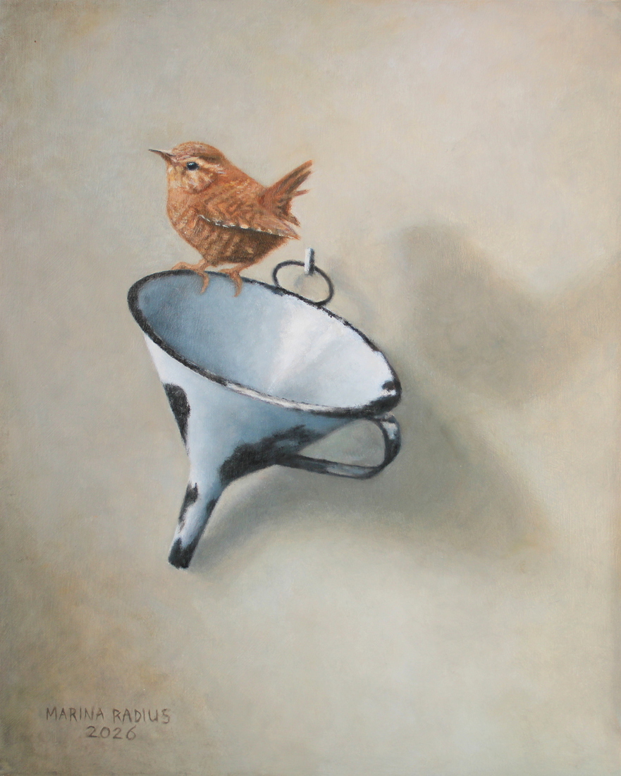 Trechter met Winterkoninkje