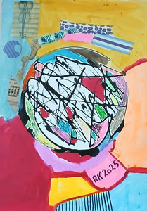 Collage abstract  werk op a4 formaat