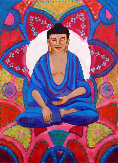 Boedha raakt aarde aan