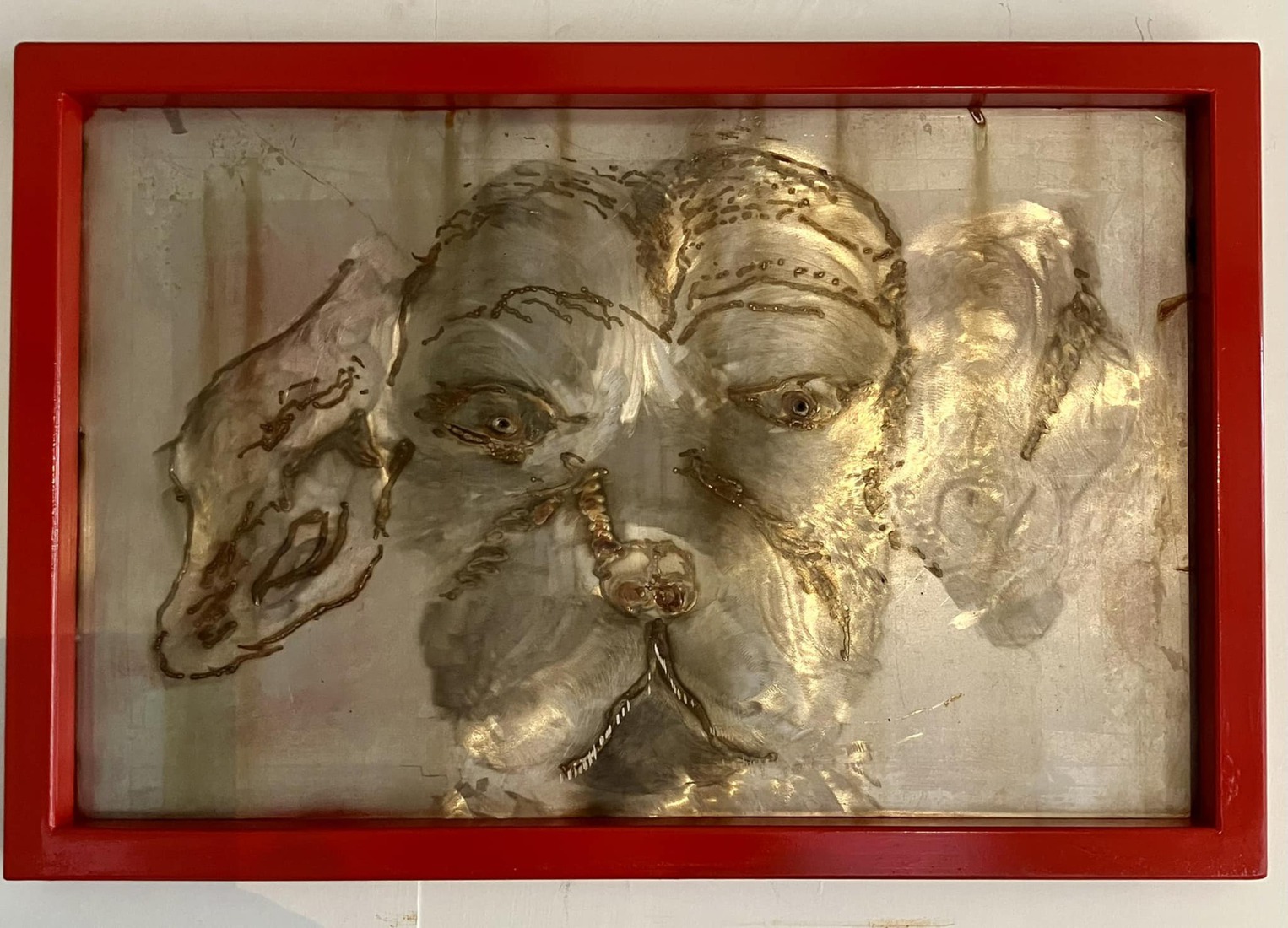 schilderij met honden kop