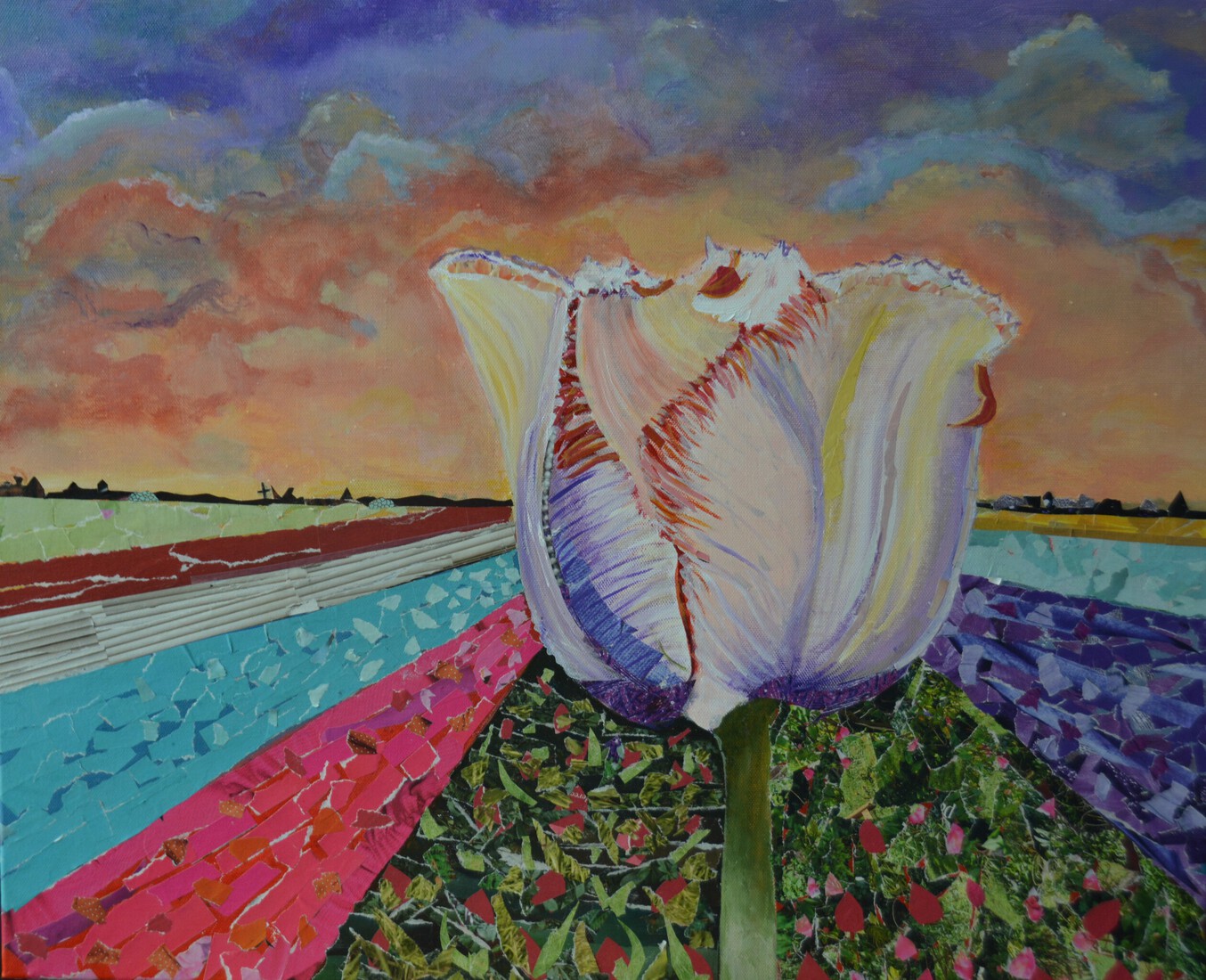 Tulp in close up in avondlucht