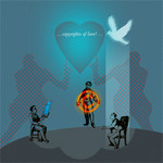 Verschillende (gescande) beelden en (digitale) foto's worden in de computer bijeengebracht, in en over elkaar geschoven en bewerkt.