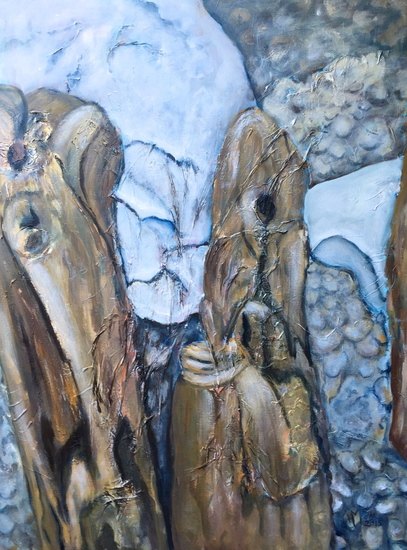 Boomstronken aan beek