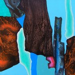 Klein abstract werk in gemengde techniek