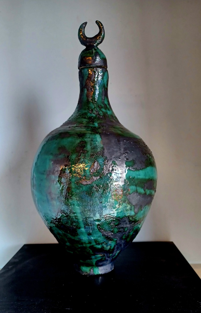 magische blauwgroene maanvaas