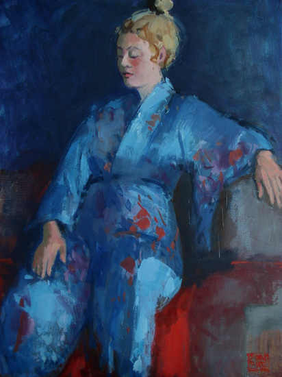 Blauwe kimono