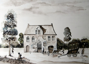 Aquarel van kasteel Broekhuizen