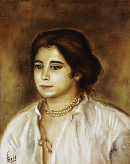 Kopie van Gabrielle wearing a necklace van Jean-Auguste Renoir in 1906