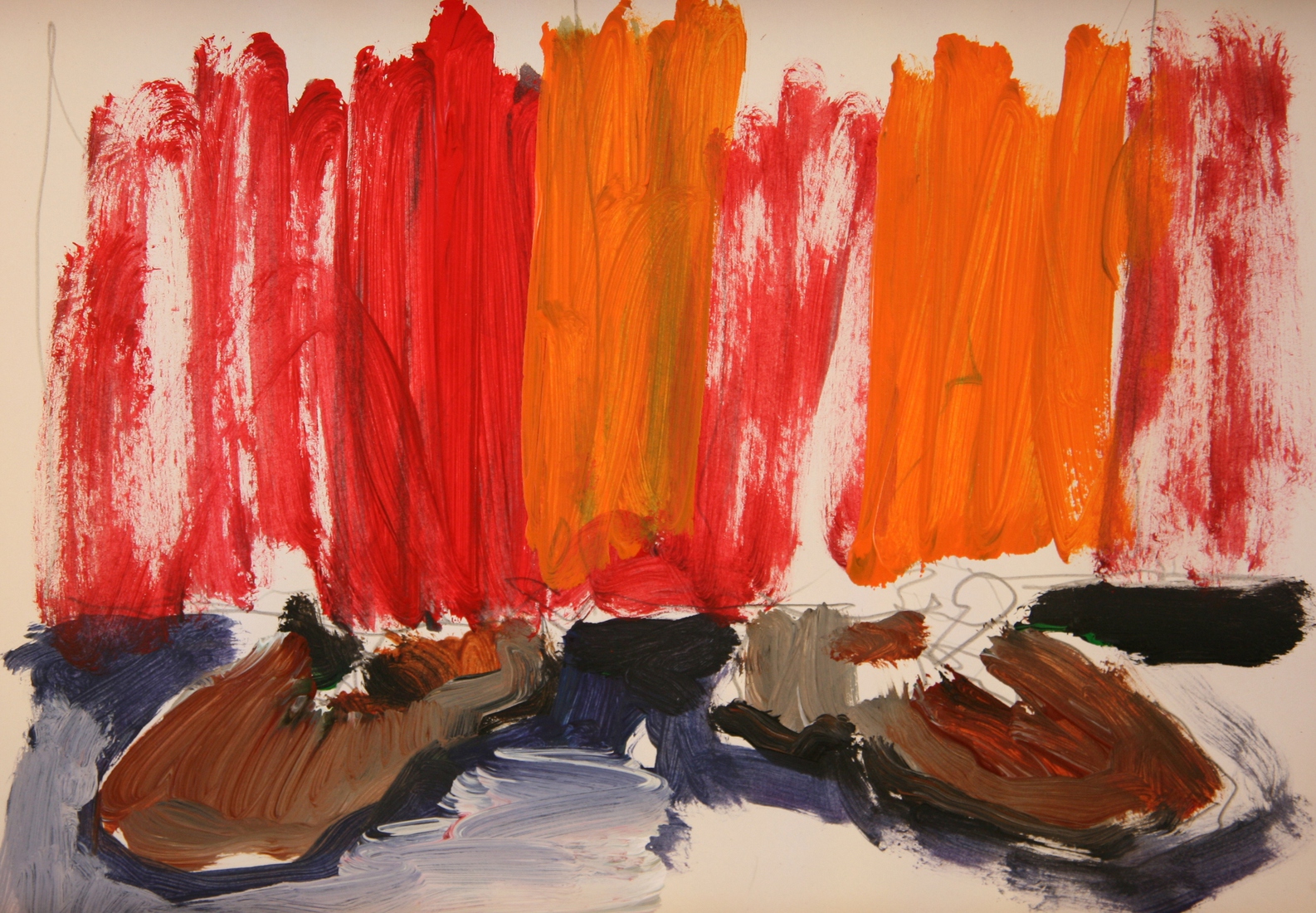 Schoenen achter het gordijn