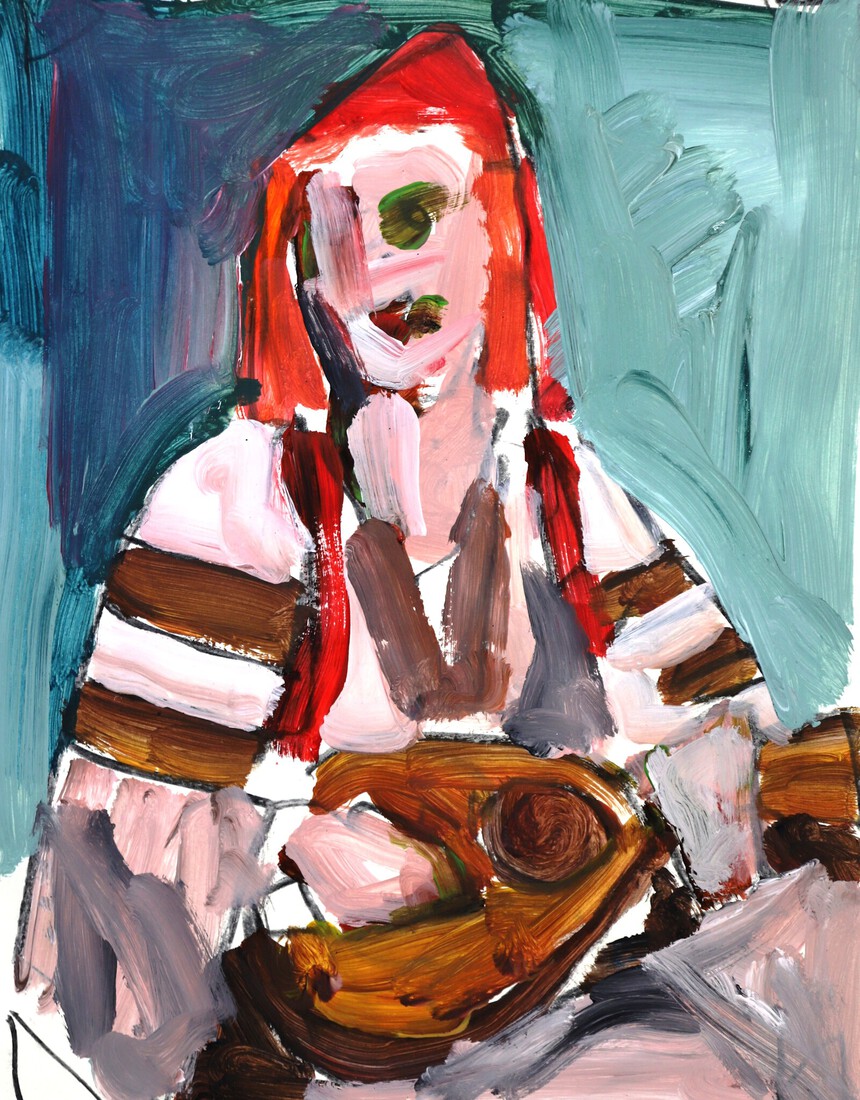 Mandolin speelende dame