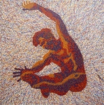 Naast deze unieke vorm van pointillisme heb ik ook gebruik gemaakt van andere technieken. Deze techniek kan 'dripping' zijn maar ook het spuiten van lijnen.