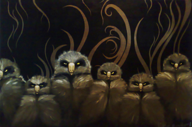 Portretfoto van familie uilskuikens