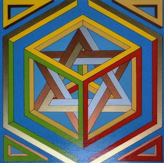 Driehoek ingesloten in kubus