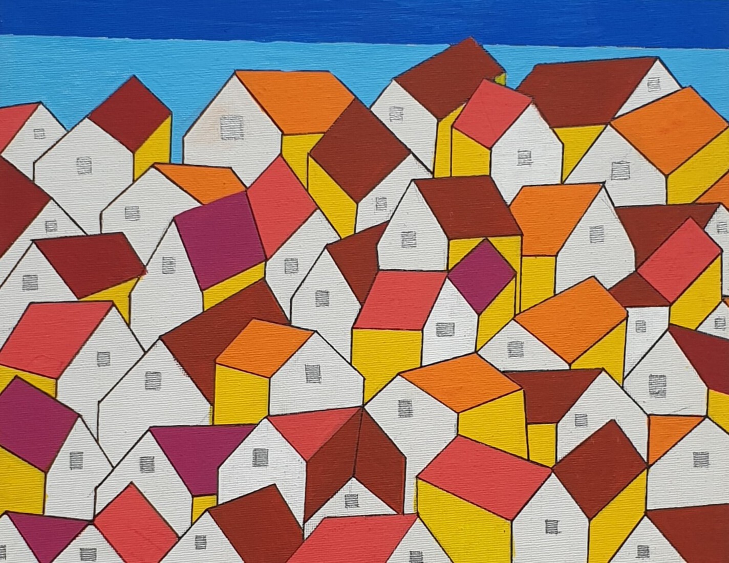 Het oranje rode daken dorp