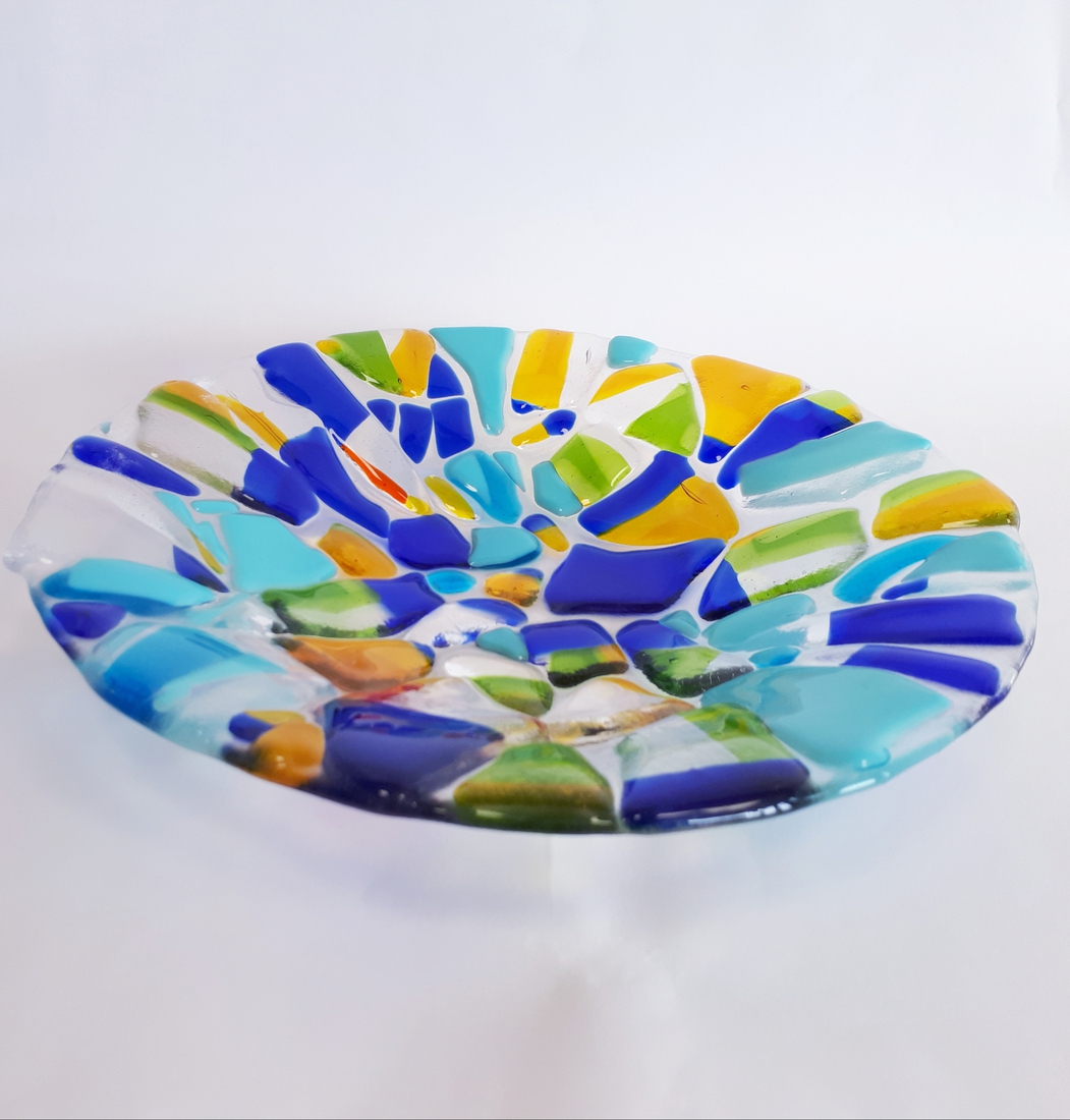 Multicolor ronde glasschaal 1