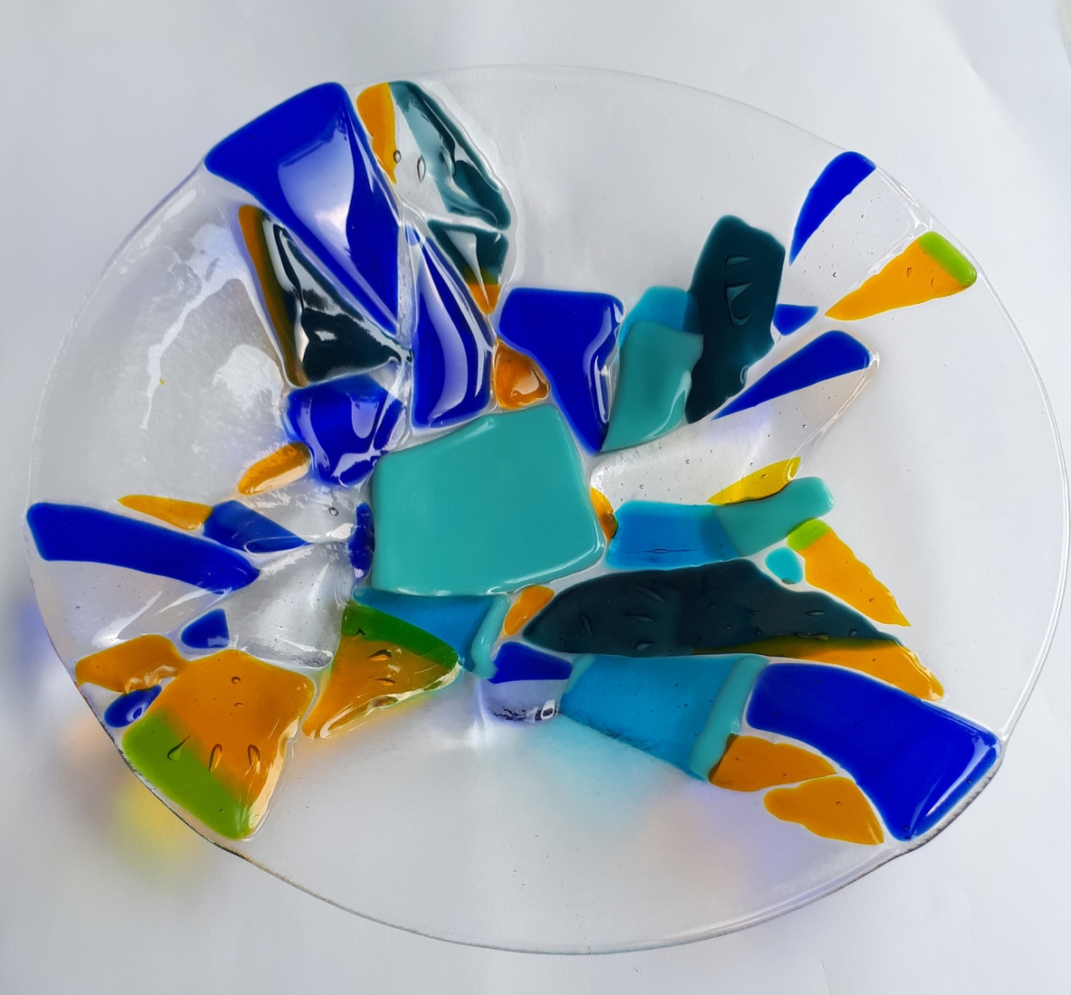 Multicolor ronde glasschaal 2