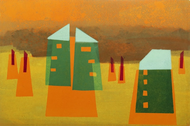 houses: orange sky