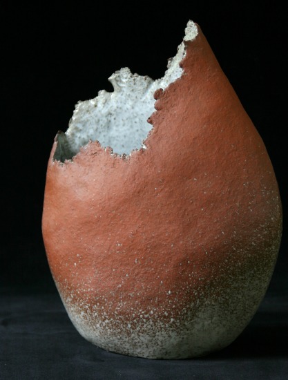 Ovale vaas in rood en wit