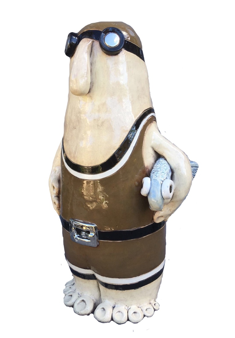 Zwemmer groen badpak met vis