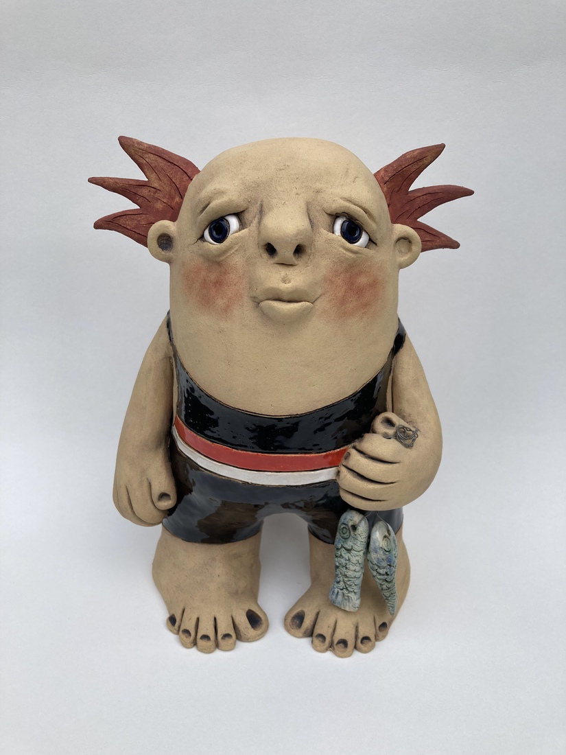 Manneke met twee visjes 