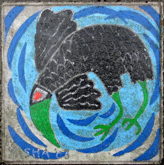 Street tile 'Blue birdy'