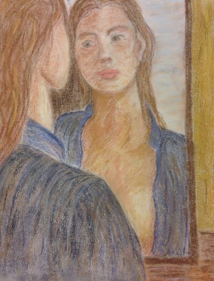 in front of the mirror