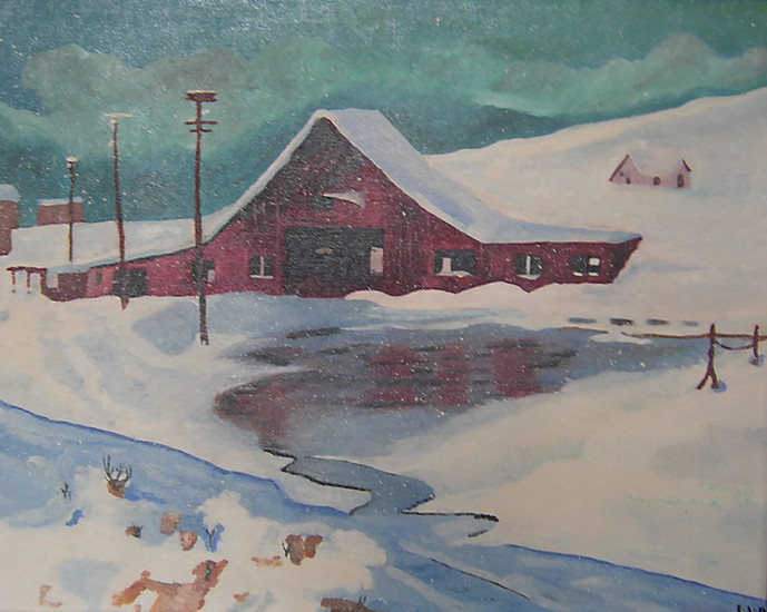 Boerderij in de sneeuw