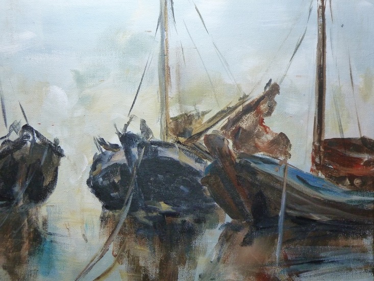 Wachtende visser schepen