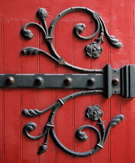 Church door in red