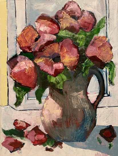 bloemen bij het raam