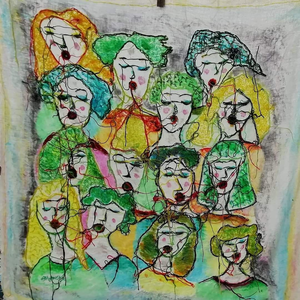 Mixed media textiles about singing people (mostly women). Some are part of my big project 
