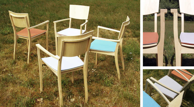 Esdoorn stoel met omkeerbaar viltkussen