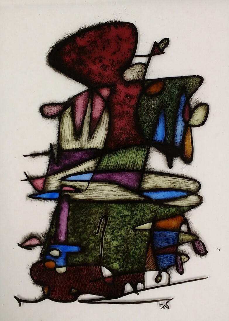 Gebrandschilderd paneeltje in lijst