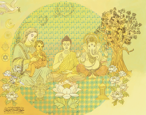 Mijn kunstwerken bevatten oude en nieuwe elementen uit alle  religies, windstreken en tijden. In de ontmoeting tussen werelden, volken en culturen kan iets nieuws ontstaan. Zoals smaken zich mengen in de keukens van de wereld zo vloeien ook religieuze tradities samen. 
