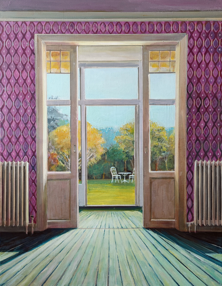 Door de serre naar de tuin