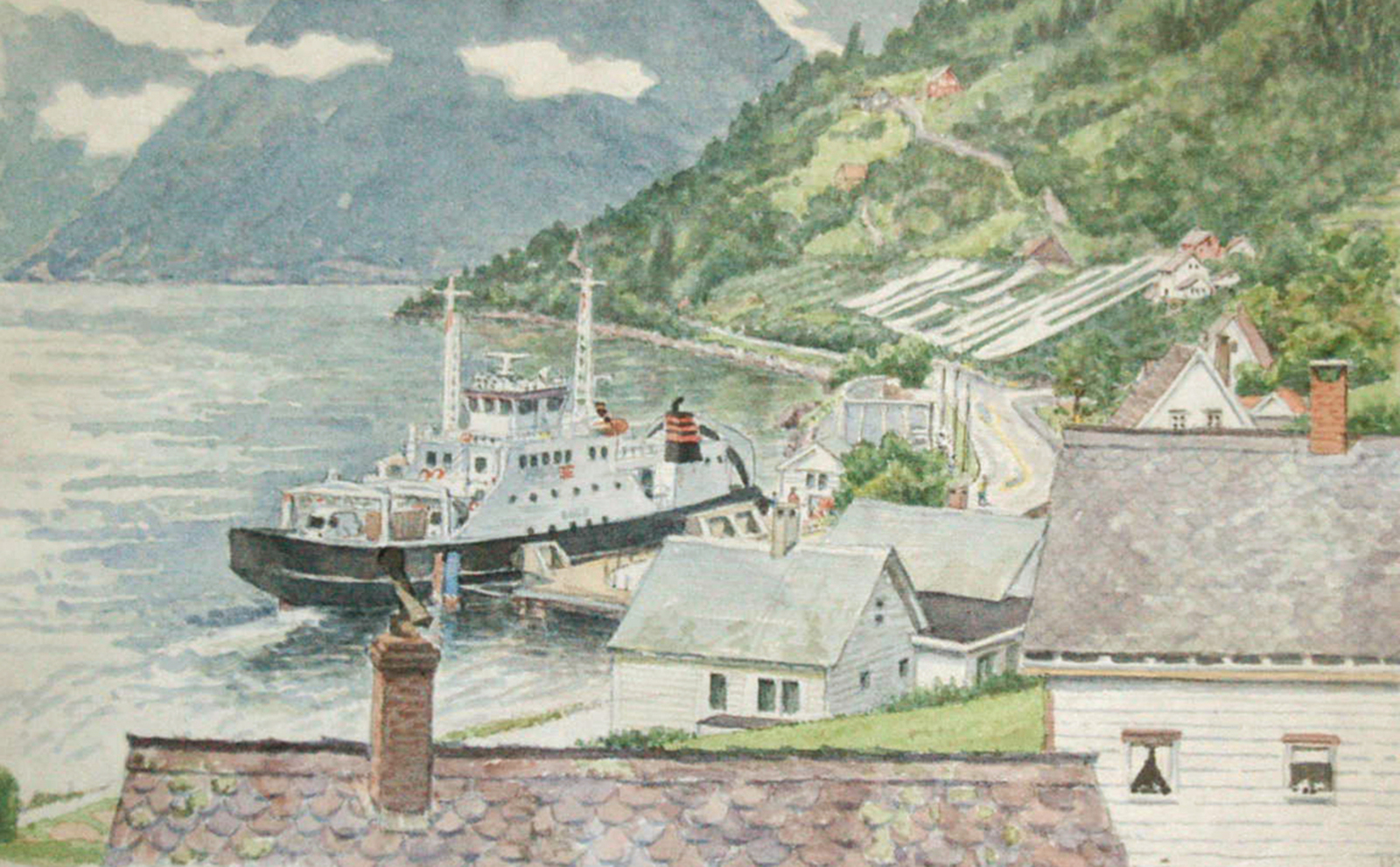 Veerboot in een fjord