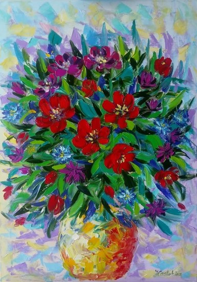 Boeket met rode bloemen