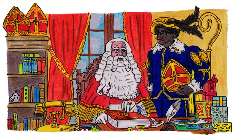 Sinterklaas met Piet in Werkkamer